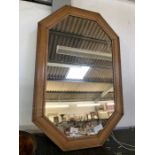 Large octagonal oak framed mirror