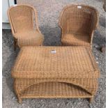 2 bamboo & wicker chairs along with a bamboo & wic