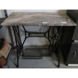 Iron Singer treadle based table with marble top