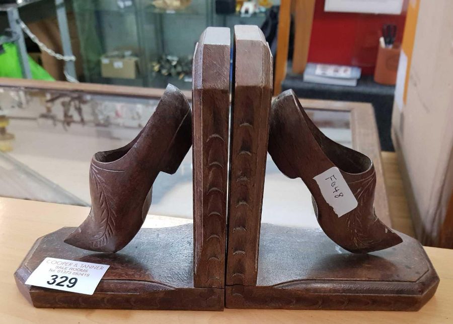 Pair of carved oak bookends