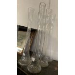Set of 6 tall tapering glass vases