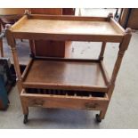 Vintage 2 tier wooden serving trolley