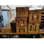 5 vintage wooden brewery crates, including Frampto