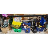 Large collection of garage equipment including han