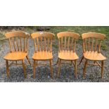 Set of 4 farmhouse beech dining chairs