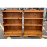 Pair of pine waterfall bookcases