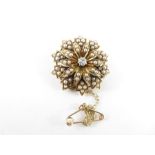 A late Victorian seed pearl and diamond cluster pe