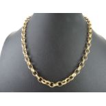 A 9 carat gold chain, of textured oval links, 46 c