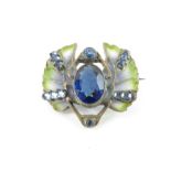 A plique a jour and paste set scarab brooch, proba