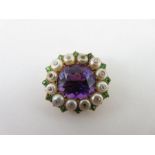 A Victorian amethyst, demantoid garnet, diamond an