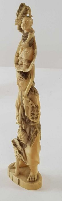 A Japanese ivory carved figure of a lady holding f - Image 16 of 20