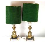 A pair of 20th century gilt metal lamps, each stan