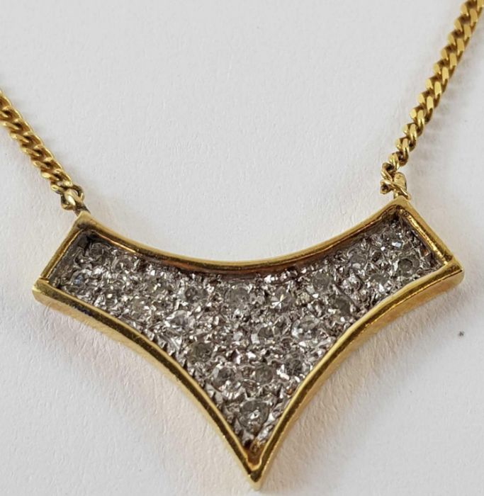 A diamond set necklet, the V shaped centre set wit - Image 2 of 4