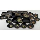 Three sets of Otagiri coasters in cases and a case