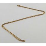 A flat oval link chain, marked '750', 77cm long, 7