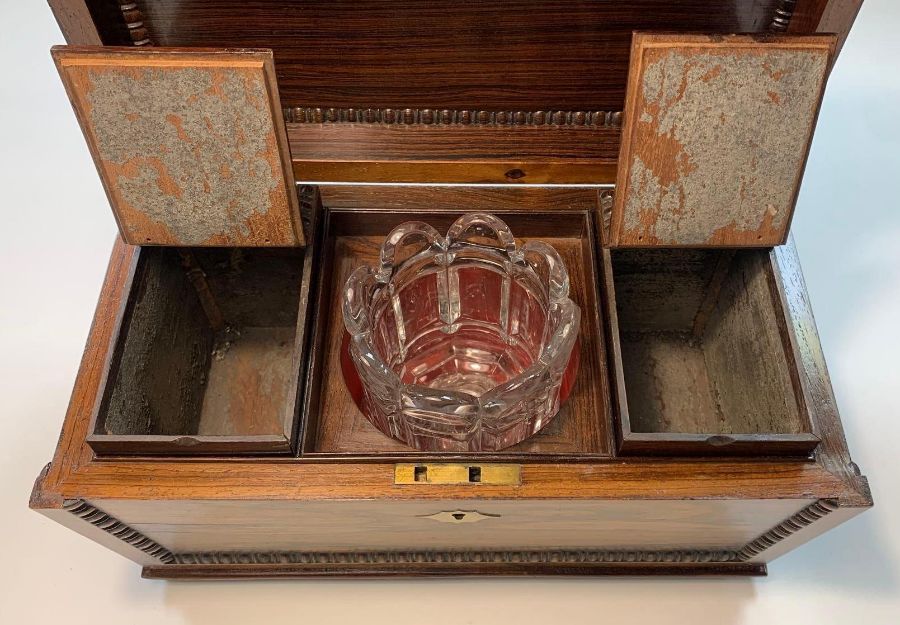 A 19th century rosewood sarcophagus tea caddy, wit - Image 6 of 8