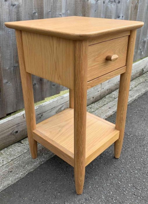 A modern Ercol bedside table, with a single drawer - Image 3 of 5