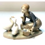 A Lladro figure of a girl feeding ducks