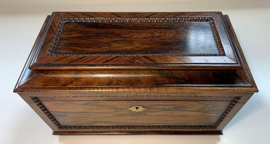 A 19th century rosewood sarcophagus tea caddy, wit - Image 2 of 8