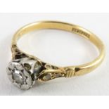 A single stone diamond ring, the stone illusion se