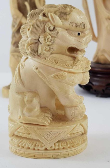 A Japanese ivory carved figure of a lady holding f - Image 6 of 20