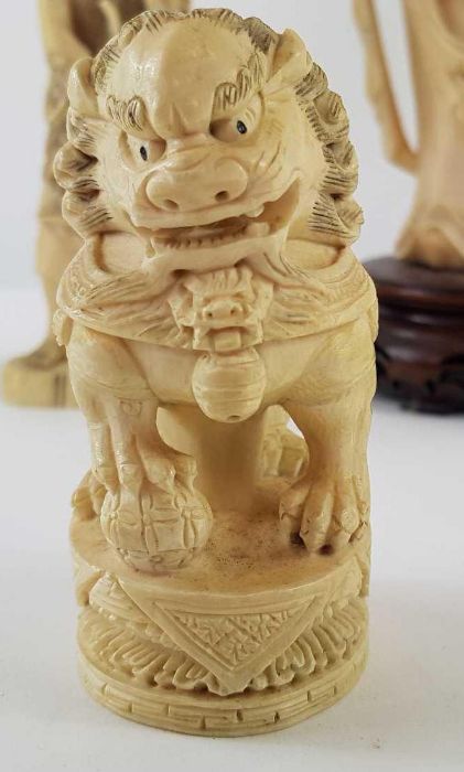 A Japanese ivory carved figure of a lady holding f - Image 5 of 20