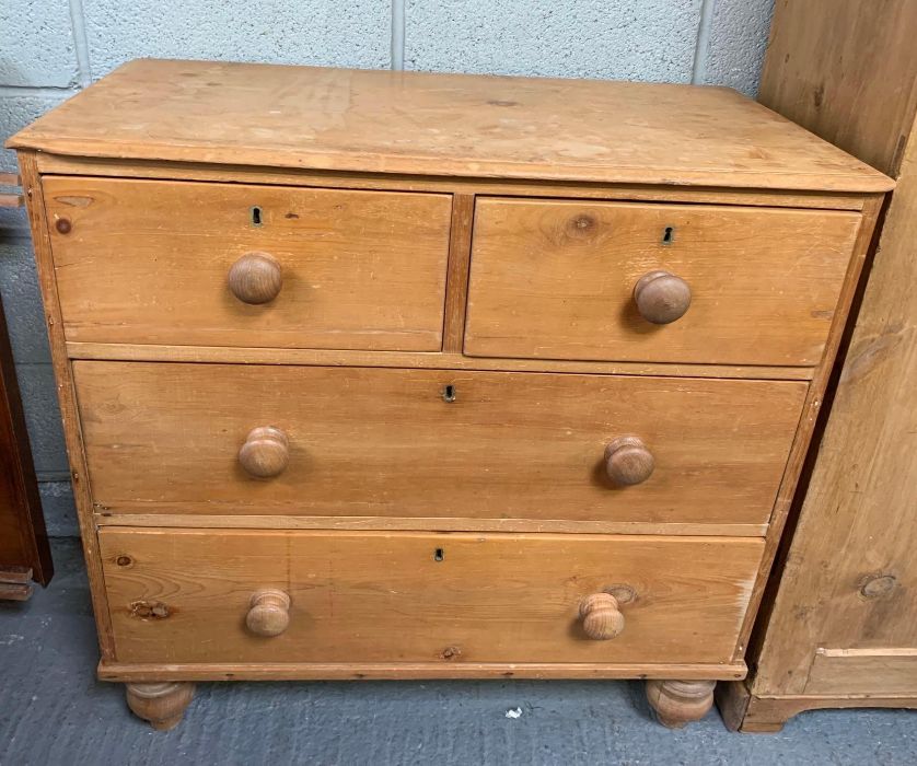 A Victorian pine chest of drawers with two long an - Image 2 of 5