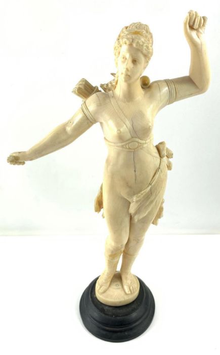 An ivory figure of Artemis, with rotating arms, on - Image 10 of 12