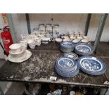 Churchill blue & white ceramics, 3 ceramic condime