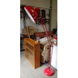 Oversized red painted anglepoise lamp