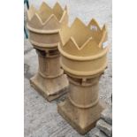 2 large buff crown chimney pots