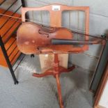 Modern music stand along with a vintage violin & b