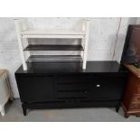 Mid century style black painted sideboard along wi