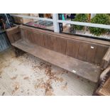 Large Gothic oak church pew/bench