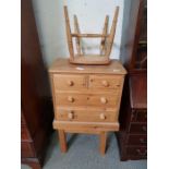 Small pine chest of 2 short & 2 long drawers along