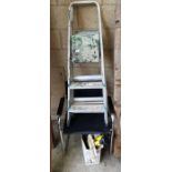 2 aluminum step ladders, Italian style chrome and