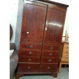 Large Victorian mahogany wardrobe with inlaid pane