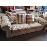 Large cream & beige upholstered settee made by "Dure