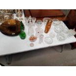 Collection of glassware to include decanters, larg