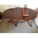 Reproduction mahogany pedestal dining table with l