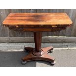 A 19th century rosewood veneer card table, standin