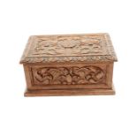 An early 20th century carved work box, 13.5cm high