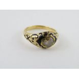 A late Victorian diamond set mourning ring, unmark