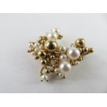 A 9ct gold contemporary brooch, set with cultured