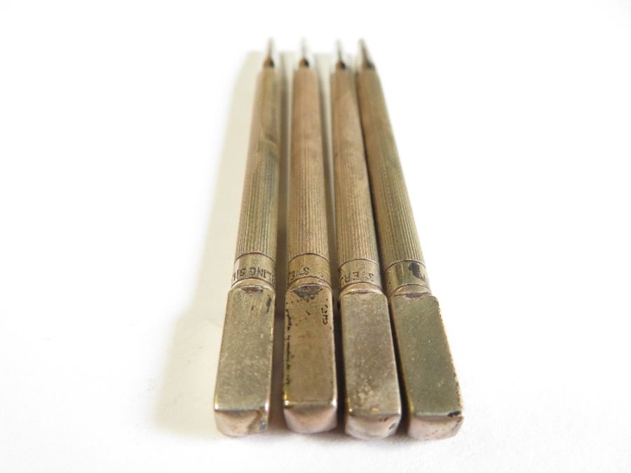 A set of four silver card or games pencils, cased - Image 6 of 7