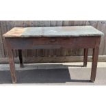 A 20th century pine table, with a single drawer, 8