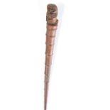 A 20th century bamboo walking cane, with carved de