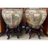 A near pair of 20th century Chinese bowls on stands