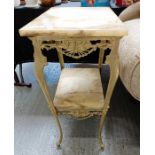 Brass effect two tier side table with onyx top