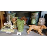 Ceramics to include Sylvac golden retriever, a Nao